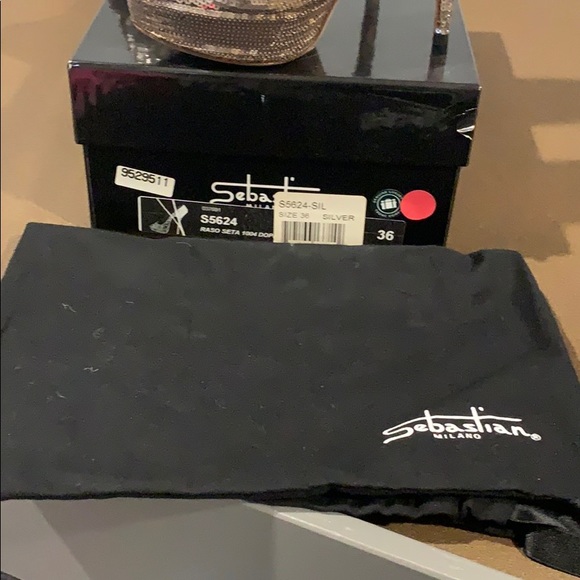 Sebastian Milano Sequin Peep Toe Pump Heel 5.5 6 - Picture 11 of 11